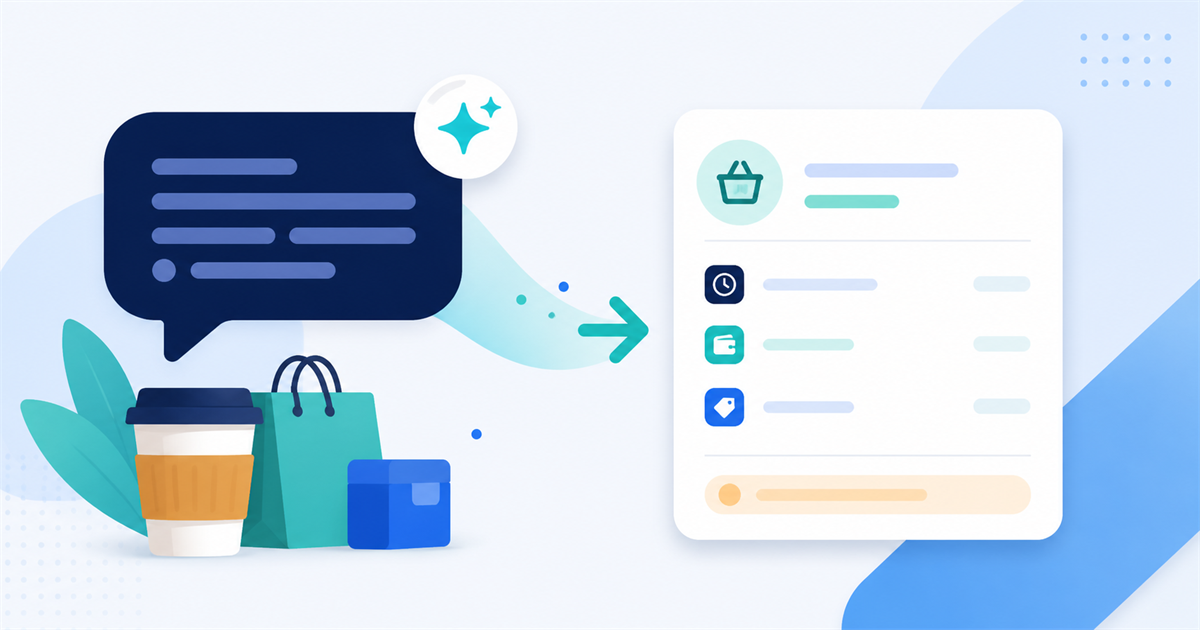 A short natural-language message becoming a structured expense entry